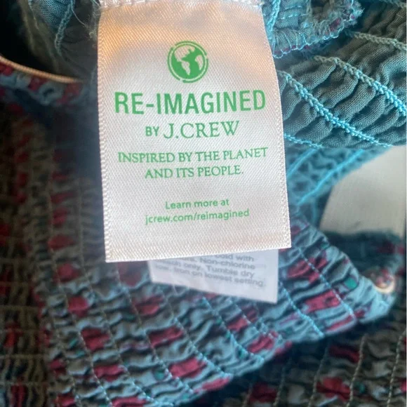 J. Crew Blue Smocked Bubble Midi Skirt - Picture 7 of 9